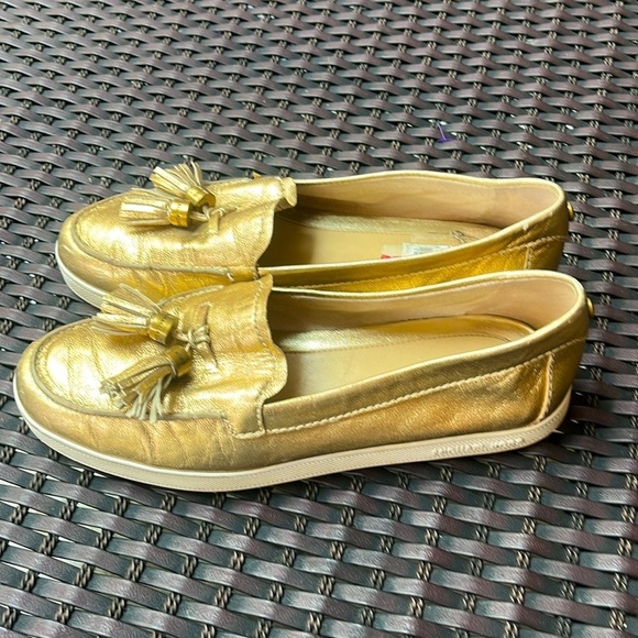MICHAEL KORS CALLAHAN GOLD TASSEL FLATS LOAFERS 7M - Picture 1 of 8